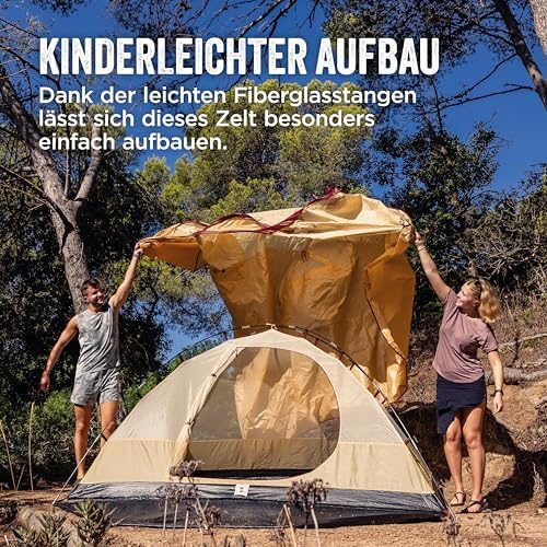Darwin 3 Plus Summer Zelt | Kompaktes 3-Personen-Kuppelzelt | Leichtes 3-Mann-Campingzelt | Festivalzelt | wasserdicht 2000 mm Wassersäule | Besonders atmungsaktiv | Eingenähte Bodenplane