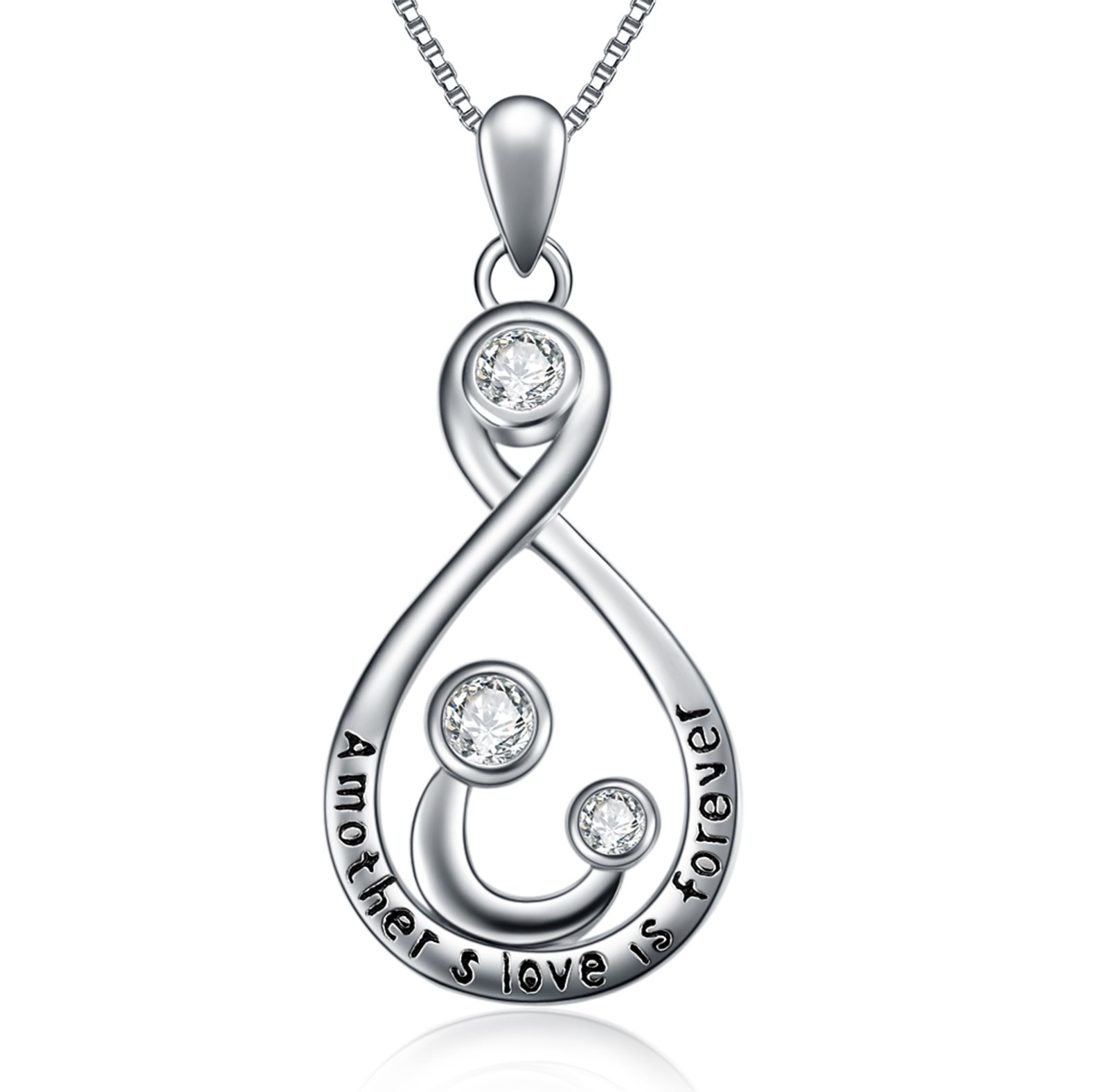 VONALA Mum Gifts, Sterling Silver A Mother's Love is Forever Necklace, Mum Birthday Gifts, Jewellery — image 1