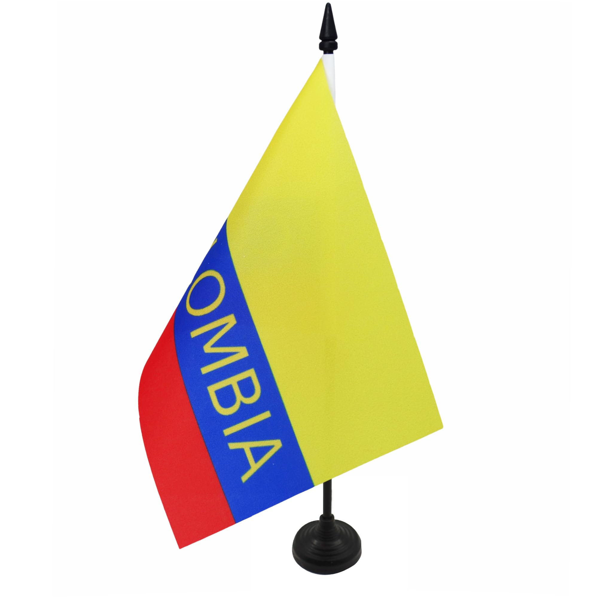 AZ FLAG Colombia Table Flag 5'' x 8'' - Colombian Office Decoration 100% Polyester 21 x 14 cm - Mini Desk Flag with Pole and Black Plastic Base