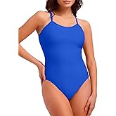 SINGNIER Women's Athletic One Piece Swimsuit Modest Tummy Control Bathing Suit High Waist High Cut Training Sport Swimwear