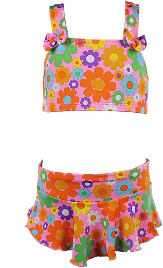 Amazon ヤング Young 水着 子供 女の子 2 5歳 子供水着 2点セット かわいい 生地 縫製 しっかり 着やすい 2色 スイミング ウェア ボーダー スカート ストライプ セパレート キッズ タンキニ 女児 ジュニア オレンジ 水着 通販