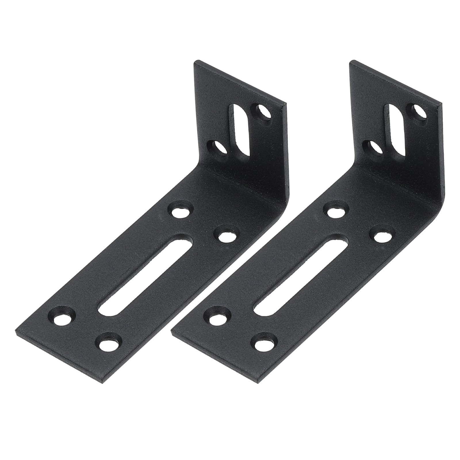 PATIKIL 3" Adjustable l Bracket with Slot, 2 Pcs Floating Shelf Bracket Right Angle Corner Braces L-Shape Corner Brace for Wood Shelve Furniture Shelf, Black
