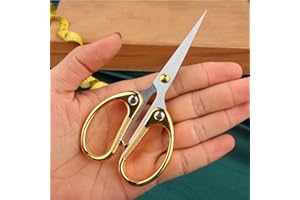 Aemoe 5" All Stainless Steel Office Scissors,Ultra Sharp Blade Shears,Sturdy Sharp Scissors for Office Home School Sewing Fabric Craft Supplies Multipurpose Scissors Gold