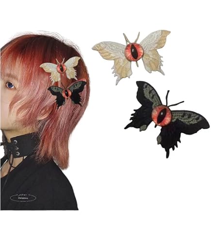 Amazon.com : 4 Pcs Gothic Butterfly Hair Clips Black Skull  display picture 2
