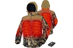 Hunt Quiet Men’s Heated Jacket Fleece with Power Bank, Rechargeable Coat for Hunting (Next Camo G2,Black,Size M-XXL)