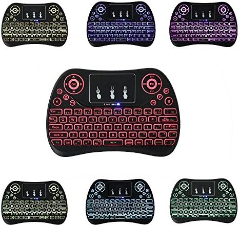 ITAMO Wireless Keyboard, 2.4GHz Colorful Backlit Handheld Wireless Remote Mini Keyboard, with Touchpad Mouse for Android TV Box, Windows PC, HTPC, IPTV, Raspberry Pi, XBOX 360, PS3, PS4 (Black)