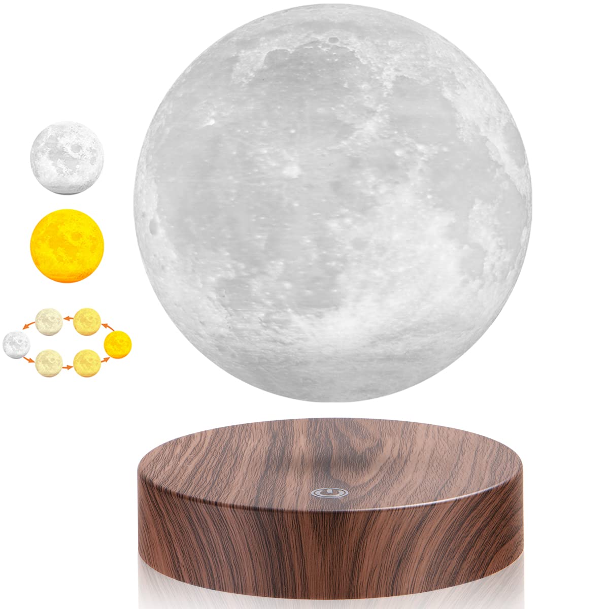 DIDWI Floating Moon Lamp, Magnetic Levitation Spinning 3D Printing Moon Light Levitating Lamps Globe with 3 Colors Modes LED Moon Night Lights, Room Decor, Creative Gift for Kids Friends