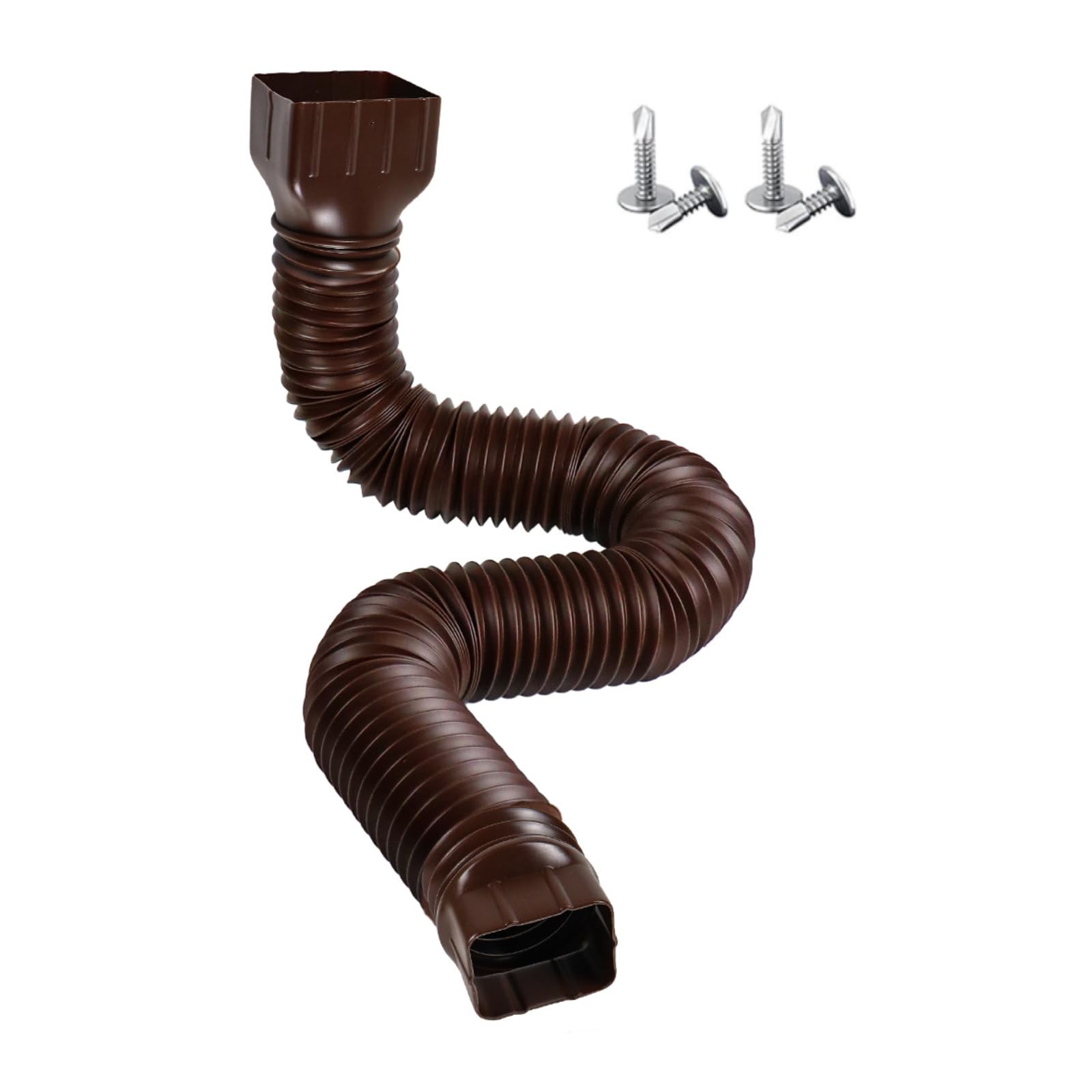 Flexible Gutter Downspout Extension, Adjustable Length, Retractable Rain Gutter Drainage Pipe Down Spout Drain Extensions for Rain Diversion, Telescopic Design (Brown)