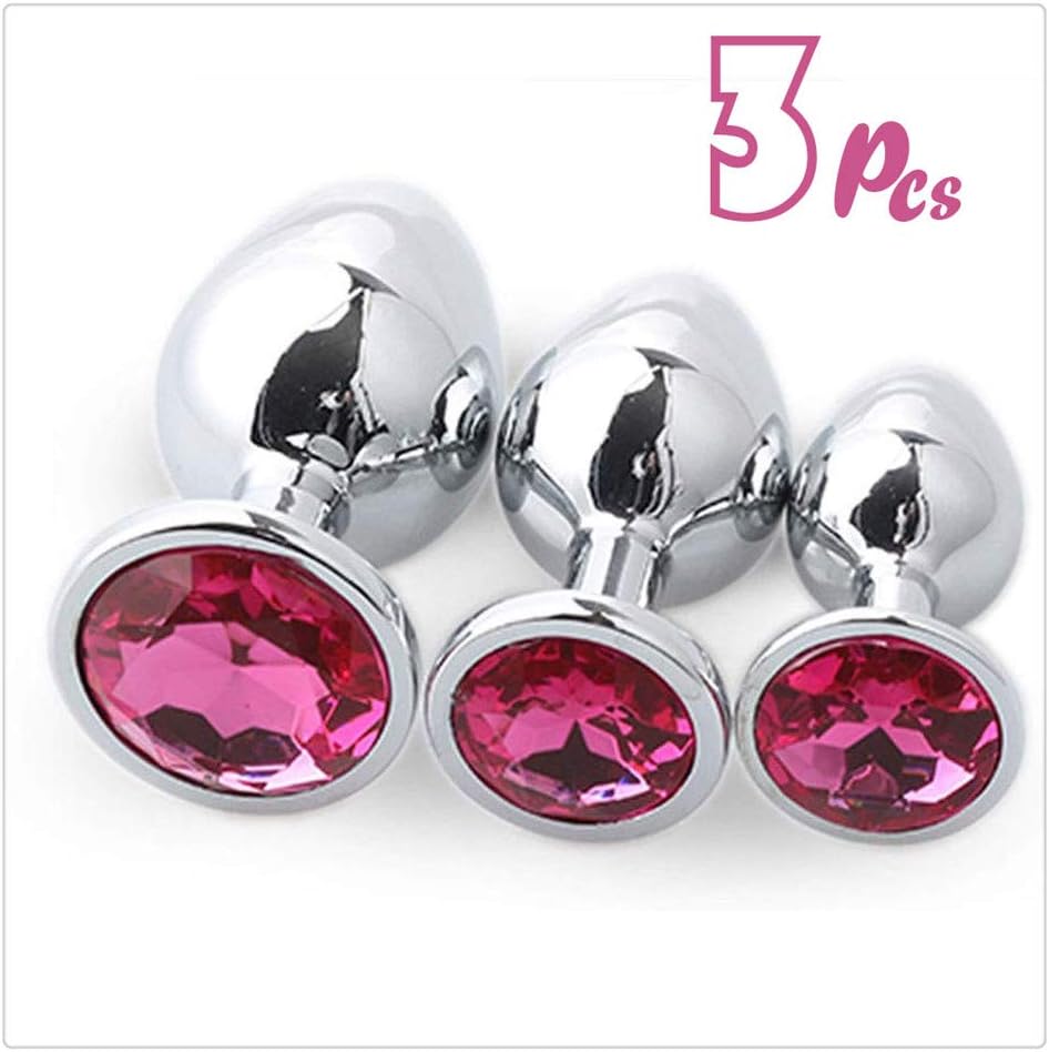Stainless Steel Metal Trainer Kit 3 Piece Set Diamond Used for Man or Women It Makes a Surprise for Your Lover whenever You Bend over Rose red
