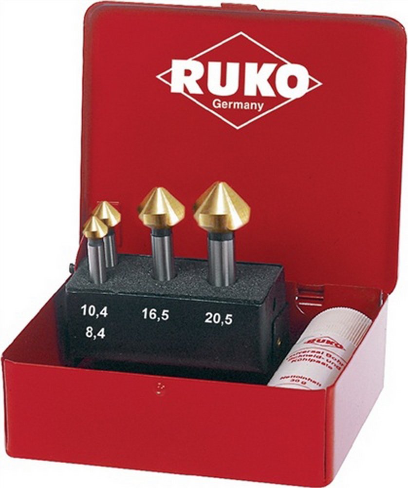 RUKO 102151T - Juego de avellanadores cónicos - DIN 335 Forma C - HSS-TiN 90°