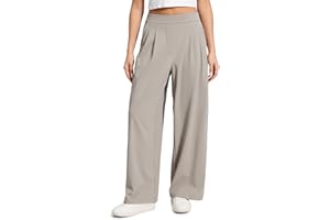 CRZ YOGA 4-Way Stretch Wide Leg Work Pants for Women 29" - Bussiness Casual Travel Trousers with Pockets