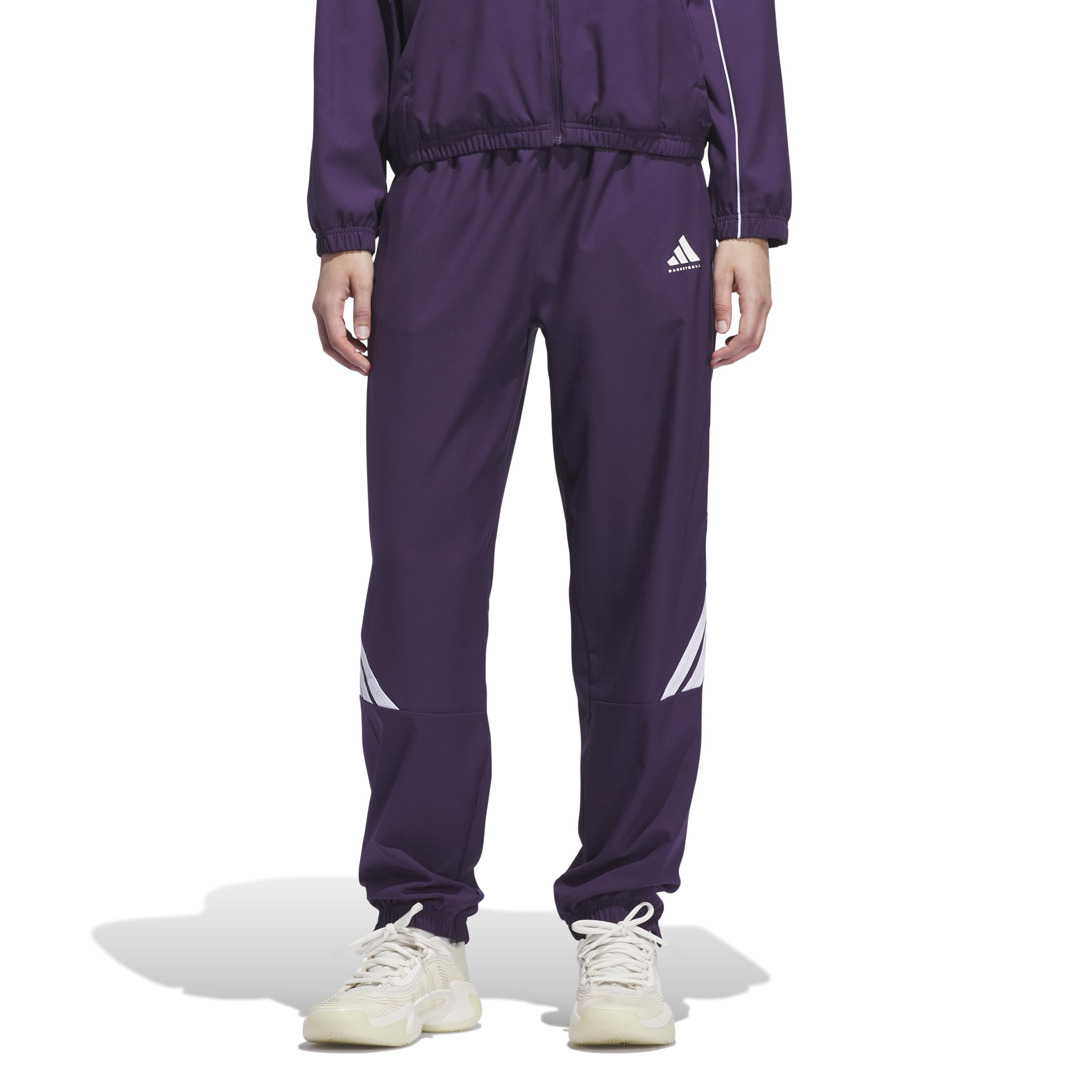 Adidas Women’s CrazyLite Woven Basketball Pants, Aurora Plum/White, X-Large