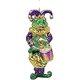 December Diamonds 79-80445 Jester Frog Playing Drum Glass Hanging Ornament