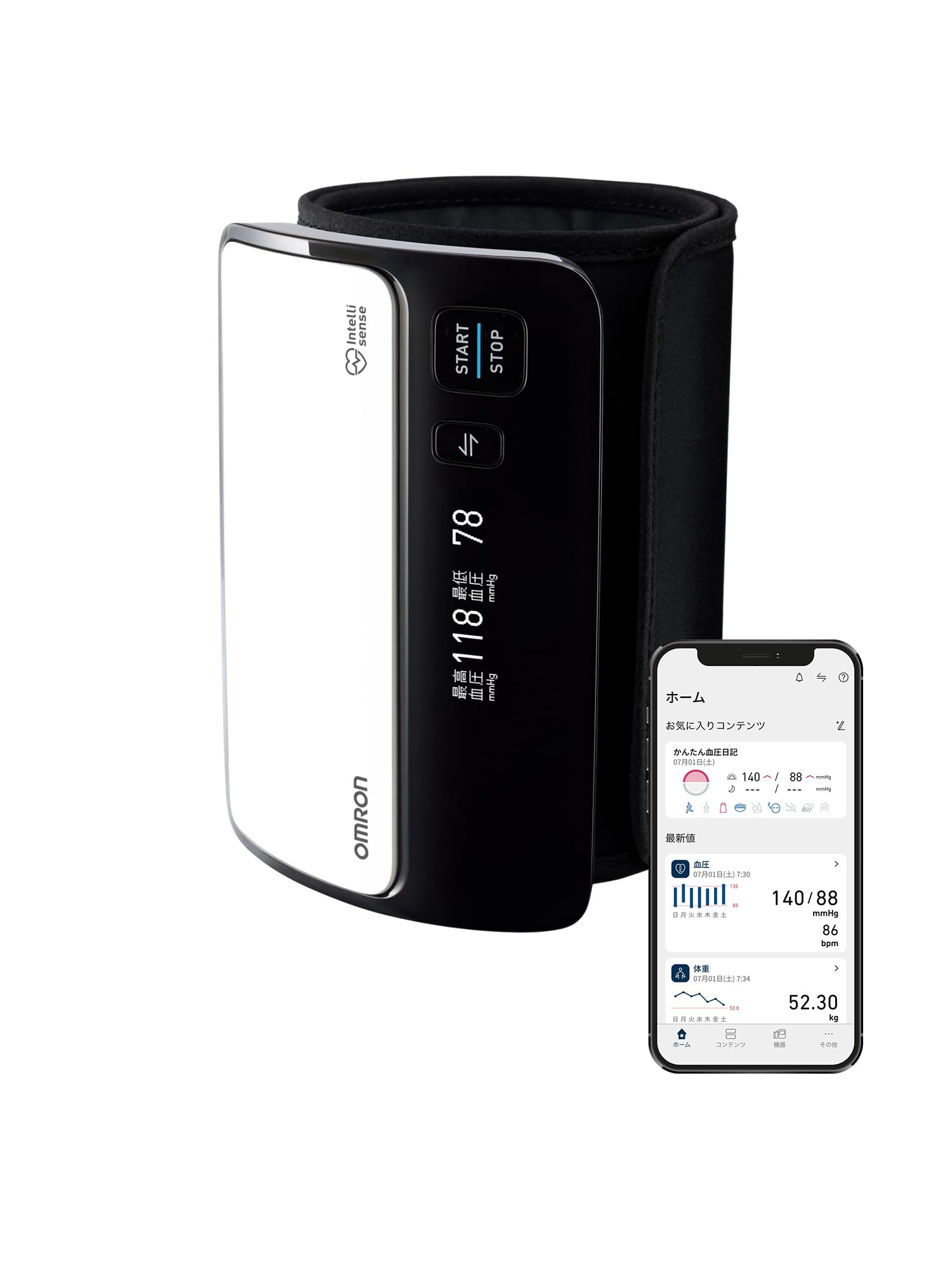 オムロン 上腕式血圧計 HEM-7600シリーズ ホワイト HEM-7600T-W商品画像