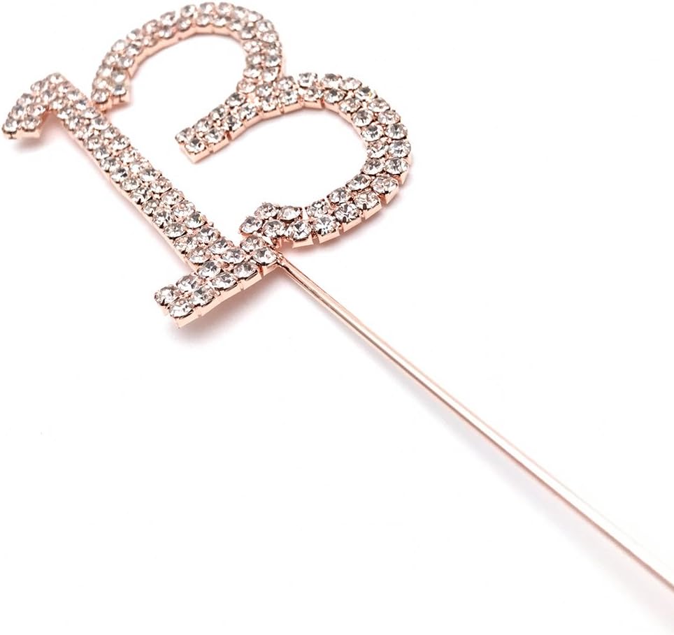 World of Sparkles 6cm Cake Toppers with Silver Diamante Rhinestones Diamonds and Rose Gold Base for Anniversary Birthday Kids Children Adults Party