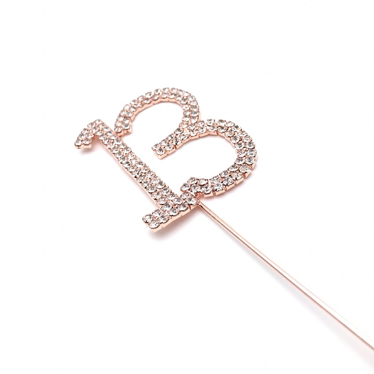 World of Sparkles 6cm Cake Toppers with Silver Diamante Rhinestones Diamonds and Rose Gold Base for Anniversary, Birthday Kids Children Adults Party