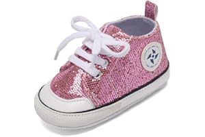 ORAWU Newborn Baby Girls Boys Canvas Shoes Infant Soft Sole Slip On First Walkers Sneaker Toddler Flat Loafers High Top Crib Denim Unisex Moccasins Shoe