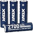 XTAR 4-Pack 1.5V 4300mWh(2700mAh) Rechargeable AA Lithium Battery, with Low-Voltage Indicator