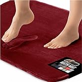 GORILLA GRIP Memory Foam Bath Mat, Soft Absorbent Velvet Bathroom Mats, Durable Dots on Underside, Machine Washable Bathmat, Carpet Rug Room Decor for Shower Tub Floor RV, 24x17 Rugs, Burgundy