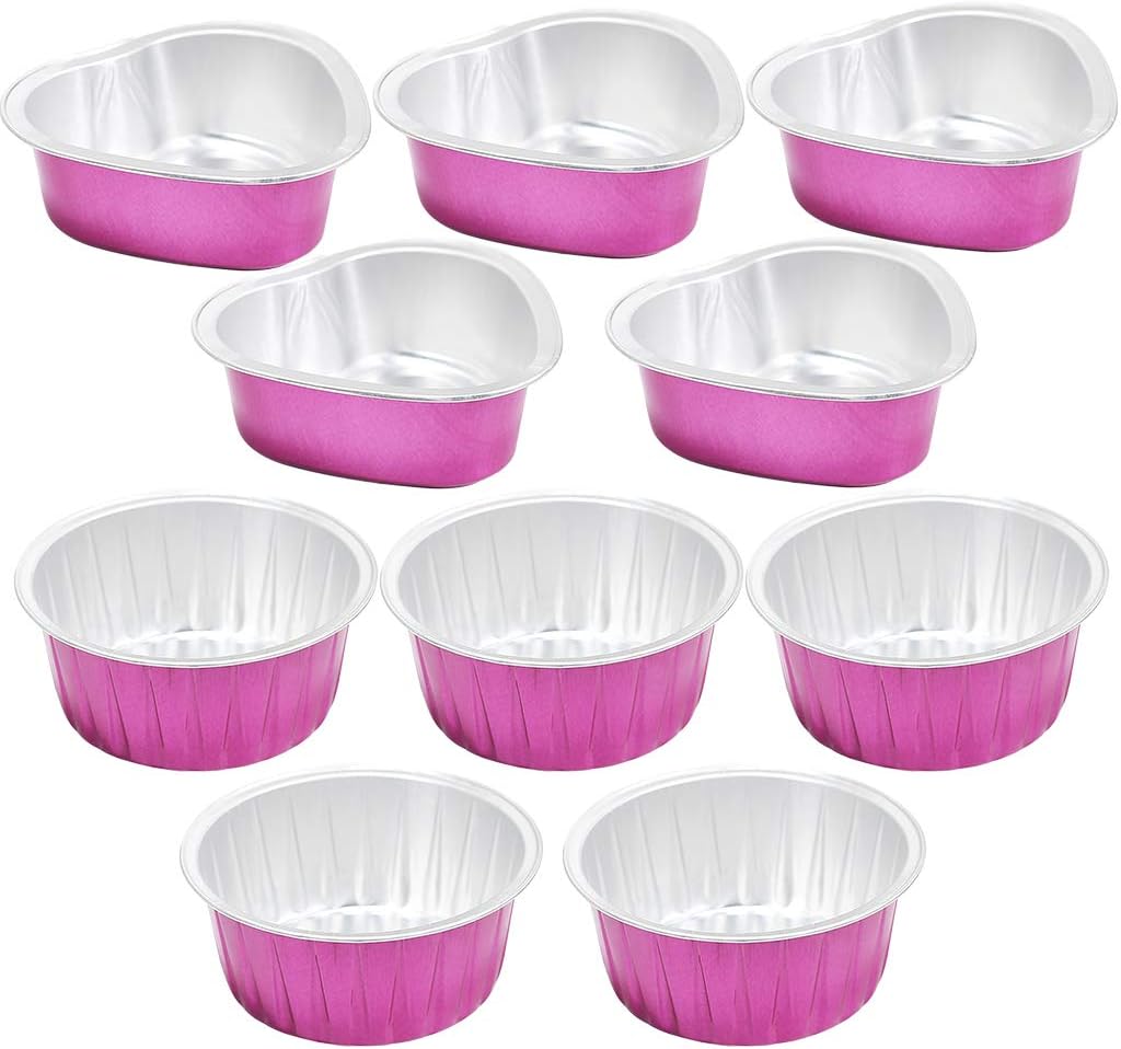 Pack of 10 Wax Beans Melting Pots - Foil Film Hard Wax Beads Melt Bowls for Body Face Bikini Hair Removal - Pink