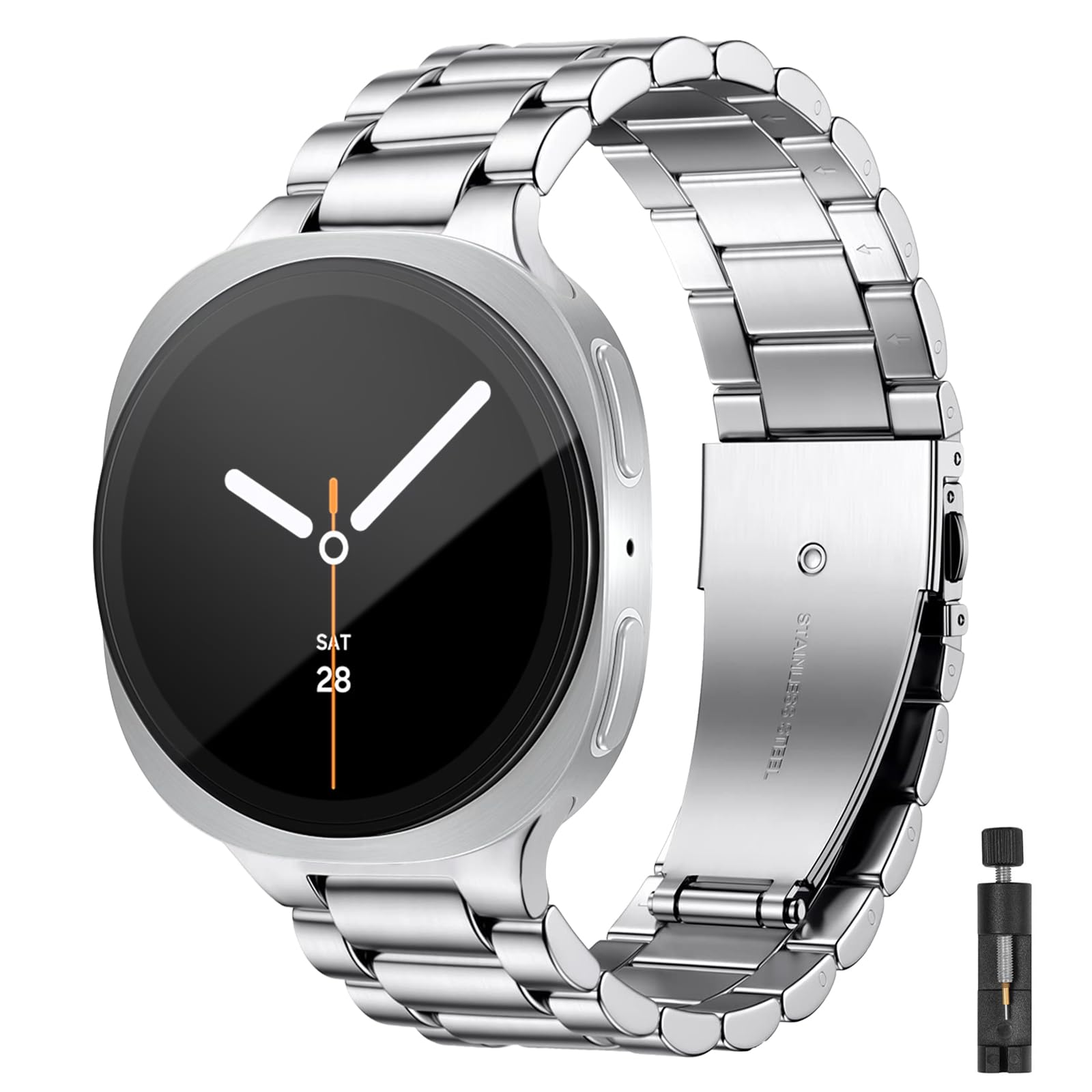 BandRain Metal Bands Compatible with Samsung Galaxy Watch 8 Classic Band 46mm, Galaxy Watch 8 Band 44mm 40mm, Business Stainless Steel Strap Wristband for Samsung Watch 8 Classic Bands Men Women