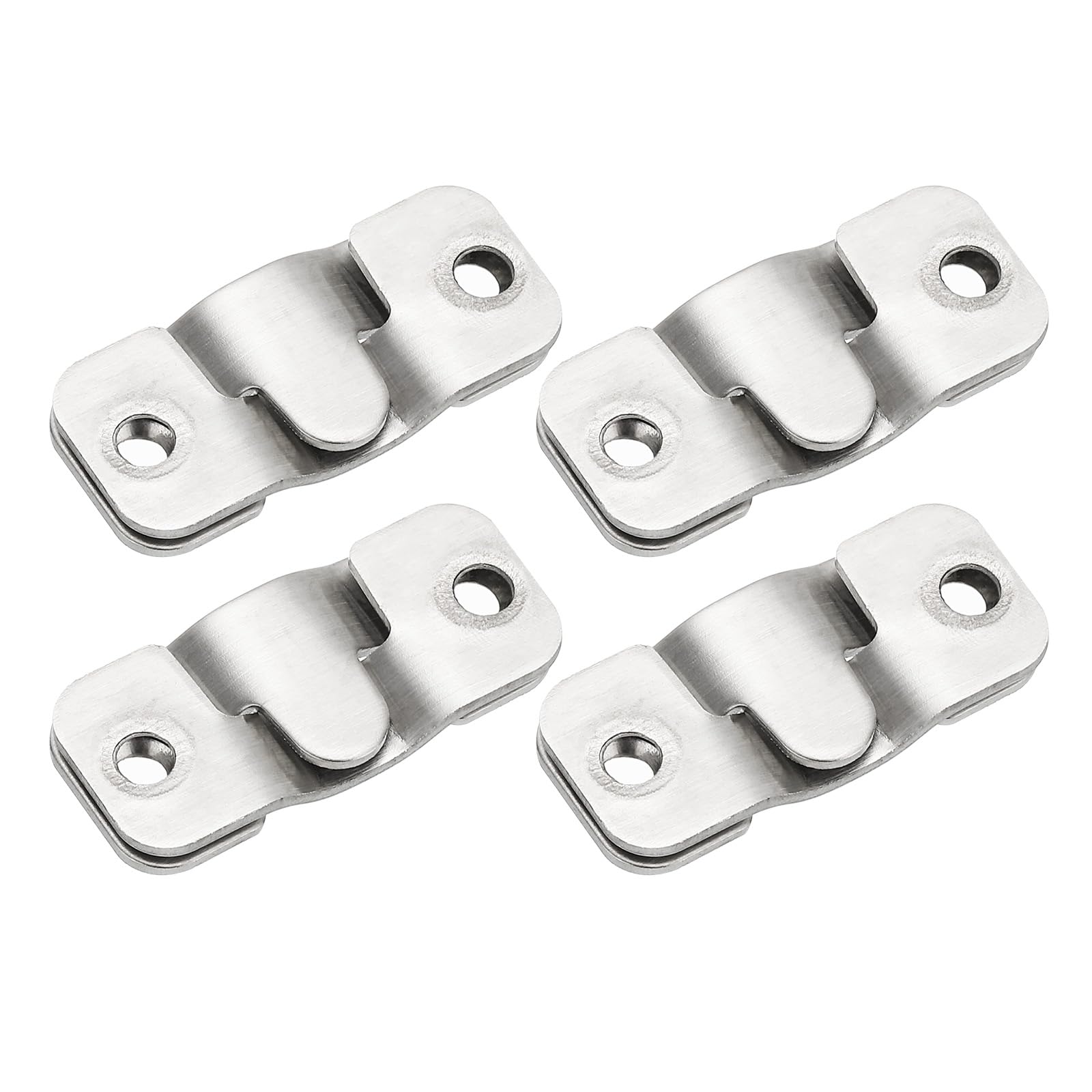 PATIKIL Flush Mount Bracket 43x19mm, 4 Pairs Interlocking Hanging Buckle Stainless Steel Wall Mount Hanger Hook for Picture Frame, Art, Clock, Shelves, Mirrors, Silver Tone