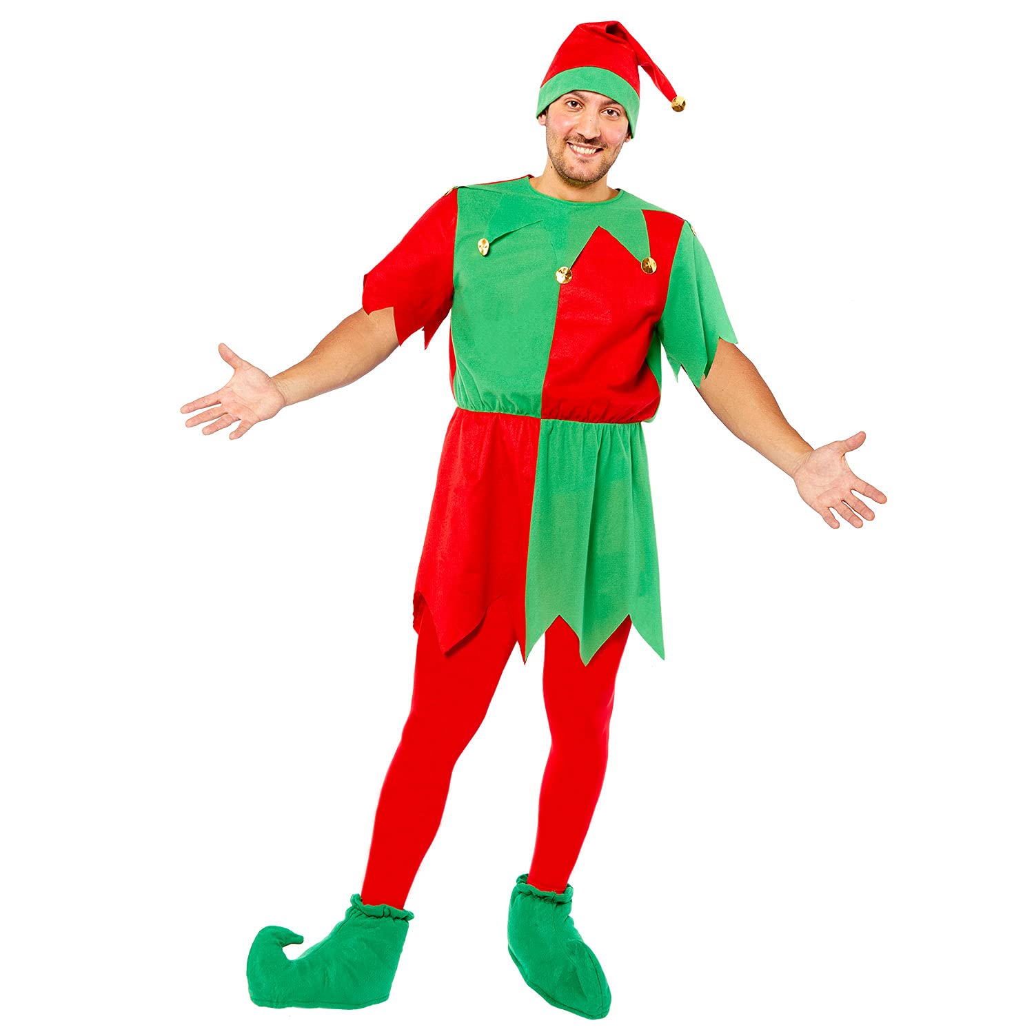 amscan 9912320 Adult Mens Basic Elf Fancy Dress Costume (Extra Large)