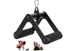 LOVIND Double D Row Handle LAT Pulldown Attachments, 1.3 Inch Diameter Big Comfort Rubber Grip V Bar Attachmentt for Cable Machine Home Gym Accessory
