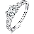 JewelryPalace Vintage Celtic Knot Princess Cut 1.2ct Cubic Zirconia Solitaire Engagement Rings for Women