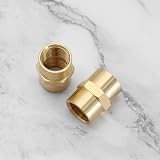 OTOTEC Brass BSP 1/4 Inch Female-Female Straight Hex Nipple Pipe Fitting Air view 7