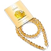 Risyfjew 50PCS 8mm Natural Citrine Beads Gemstone Round Loose Beads for Jewelry Making Chakra Crystal Stone Beads for Bracelets Necklace Earrings Making Supplies (50pcs/Strand)