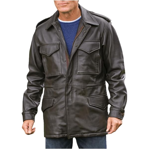 JACKETSZONE US Army Leather M65 Field Jacket Men Military M-65 4