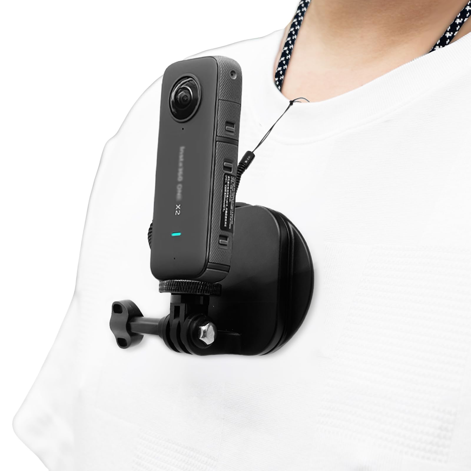 Photo 1 of Magnetic Chest Mount + Neck Strap Necklace Lanyard, Magnet Body Mounts POV Selfie Holder Attach Accessories for Insta360X5 X4 X3 X2 Ace Pro GoPro Max Hero13 12 11 10 9 DJI Action5 4 Osmo Pocket 3