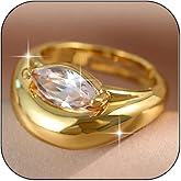 Someki Marquise Ring Chunky Rings Cubic Zirconia Boho Gold Statement Adjustable Fashion Rings Summer Accessories Beach Jewelry for Women Anniversary Birthday Gifts