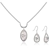 Montana West Wrangler Western Turquoise Jewelry Set for Women Silver Plated Cactus Stone Country Cowgirl Cowboy Necklace Earrings Jewelry