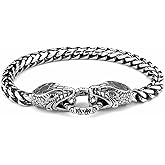 HZMAN Stainless Steel Men's Bracelet Retro Gothic Viking Animal Bracelet Cuban Chain Link Bracelet Biker Party Jewelry Gift