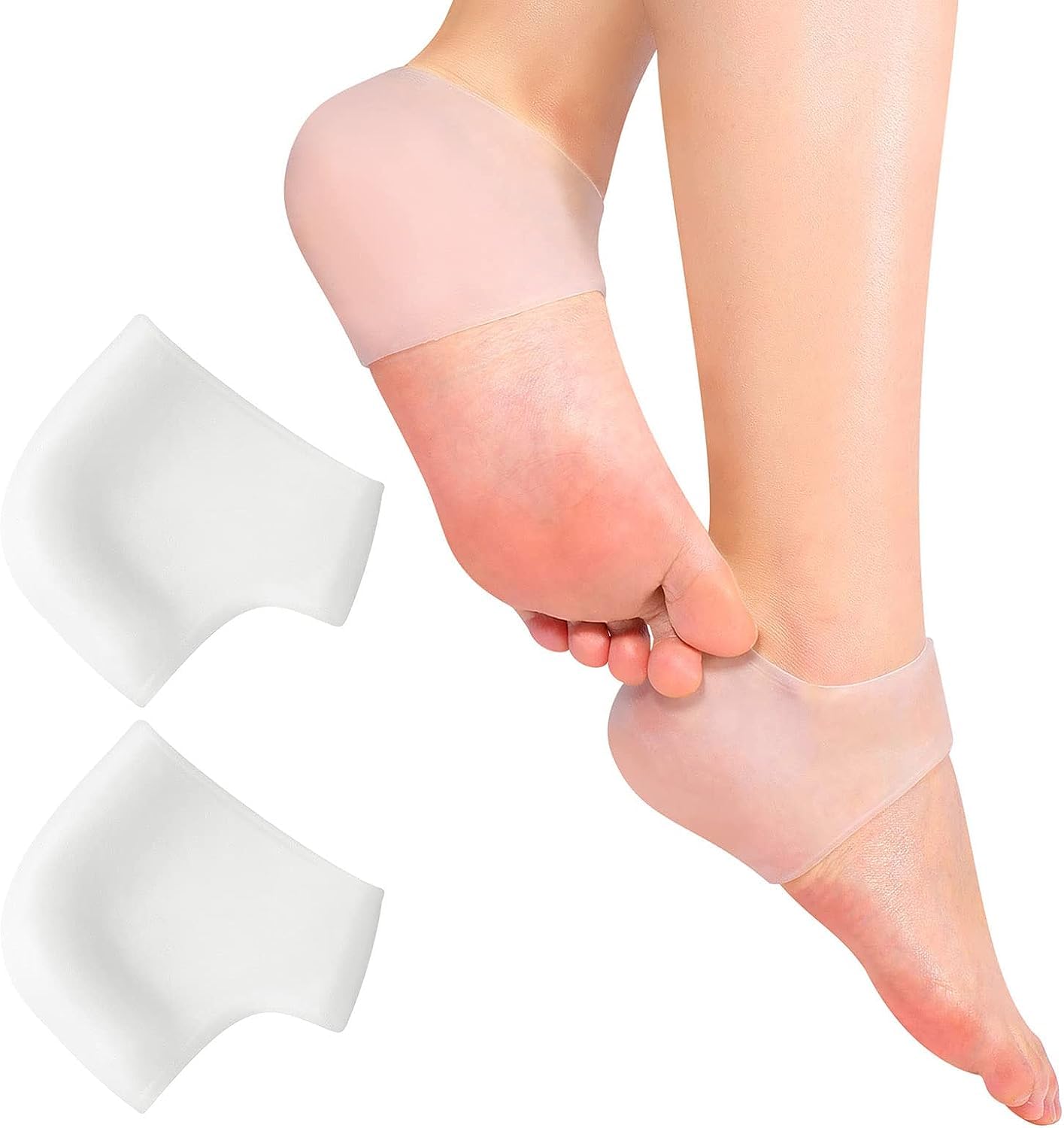 Pinkiou Gel Heel Protectors for Shoes Heel Cups for Heel Pain Relief Blister Bandages for Feet Dry Cracked Heel Spur Relief Plantar Fasciitis Inserts Anti-Cracking Heel Pad Cushion
