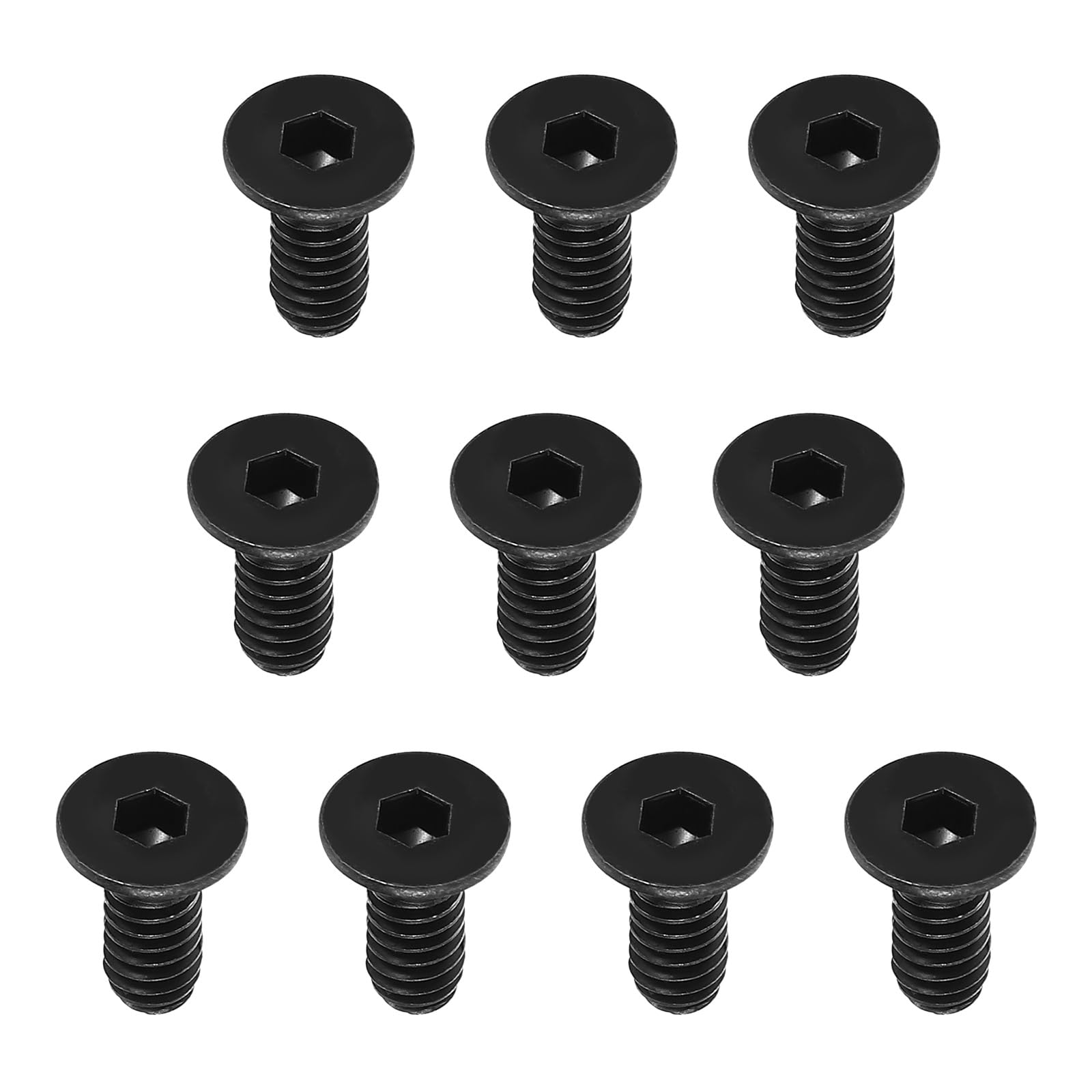 PATIKIL 1/4-20 x 5/8" Flat Head Socket Cap Screws, 10 Pack Flat Countersunk Bolts Carbon Steel Hex Socket Drive Machine Screws Full Thread Black Oxide Grade 10.9