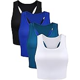 Boao 4 Pieces Basic Crop Tank Tops Sleeveless Racerback Crop Top for Women