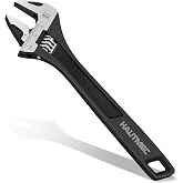 HAUTMEC 6 inch Adjustable Wrench Extra Wide Jaw Black Finish Adjustable Wrenches Drop-Forged CR-V Steel Metric &amp; SAE Scales for Home Garage Workshop DIY