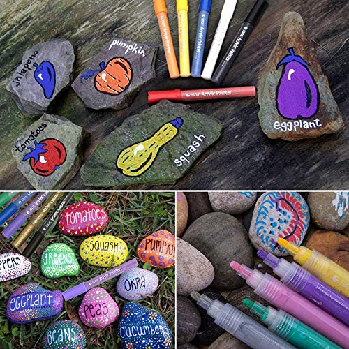 Acrylic Paint Pens, Morfone Markers 24 Colors Water Based Pen for Rock Painting, Canvas, Glass, Ceramic, Mugs, Wood, Crafts, School Project (Medium Tip)