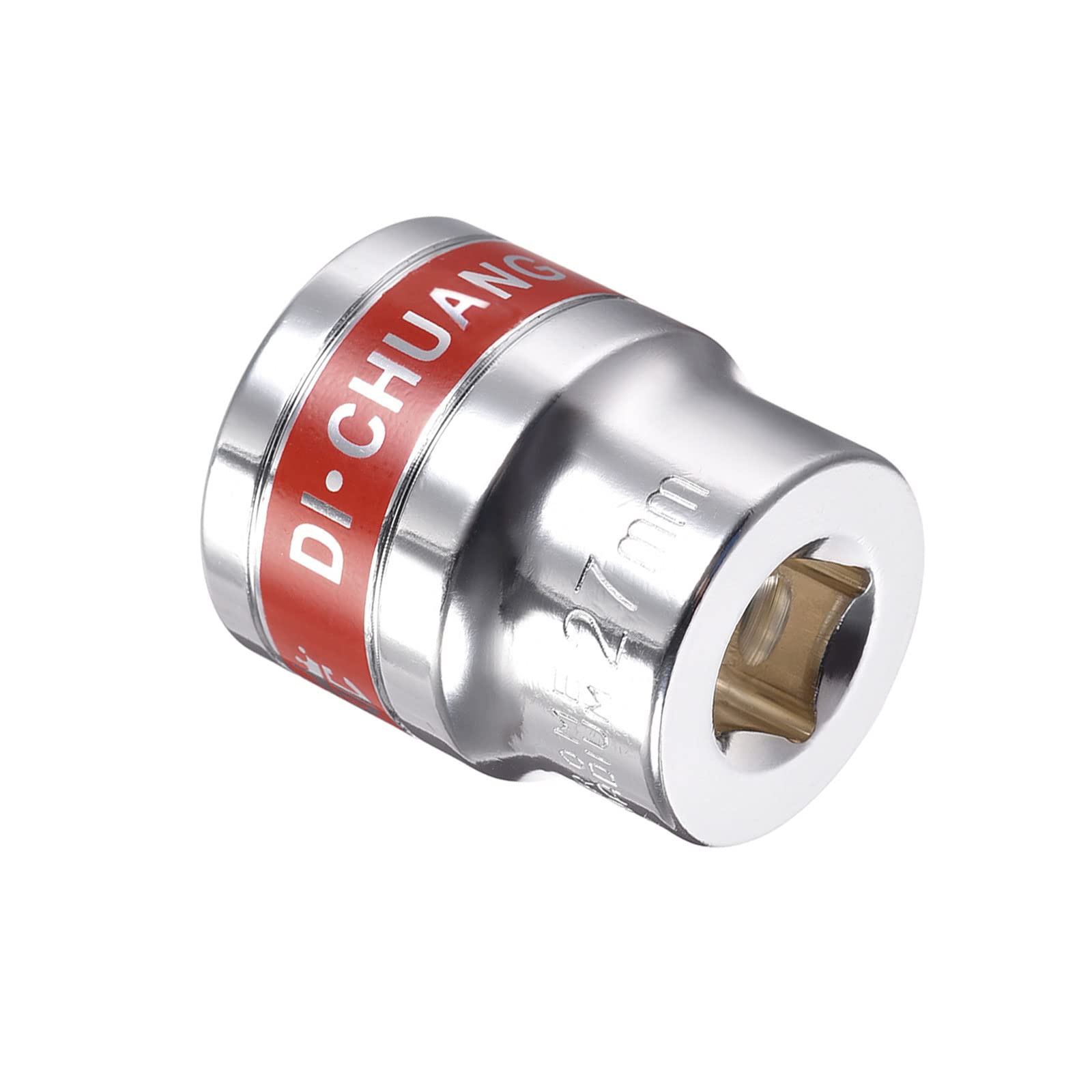 Kozelo 6 Point Shallow Socket - [1/2 Inch x 27mm] Square Drive for Car Mechanical Equipment Repair Use, CR-V Steel Metric Sizes with Red Band
