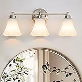LOUSACE 3 Light Bathroom Vanity Light Vintage Brushed Nickel Bathroom Lighting Fixtures Over Mirror, Traditional Wall Sconce 