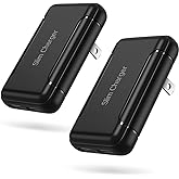 Thin Flat USB Charger, 2-Pack Dual Port USB-A Slim Wall Charger Adapter,USB Charger Block with Foldable Plug,USB Charging Cub