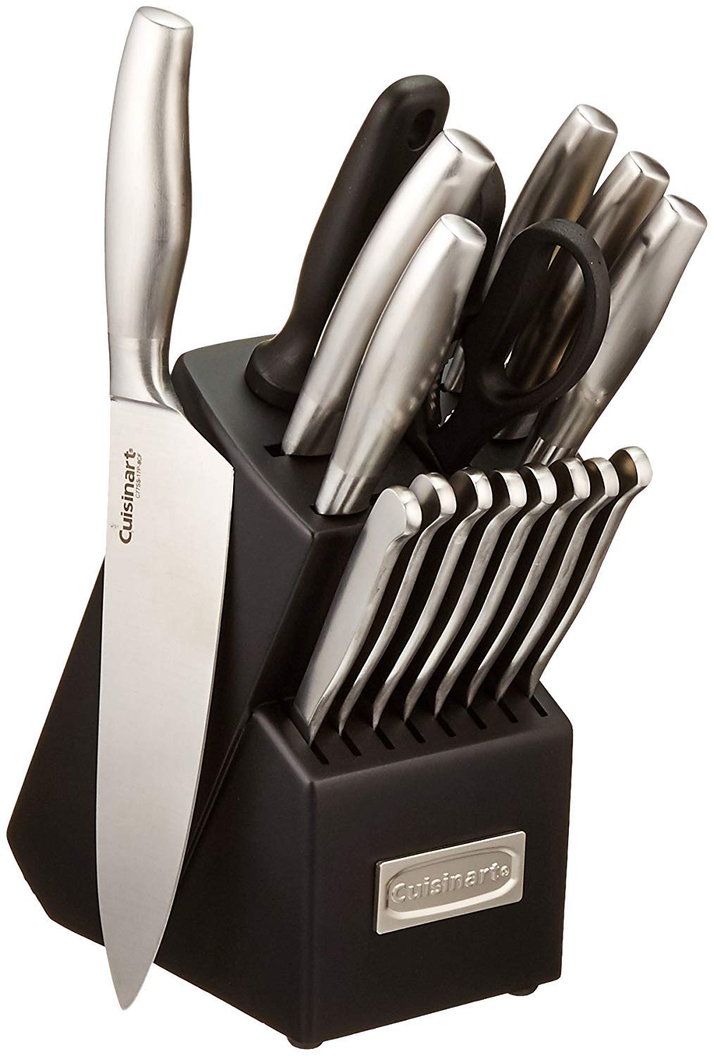 Photo 1 of *** 15 PCS / VERY USED *** CUISINART Block Knife Set, 17pc Cutlery Knife Set with Steel Blades for Precise Cutting, Lightweight, Stainless Steel, Durable & Dishwasher Safe, C77SS-17P