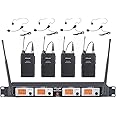 GTD Audio U-504L UHF Wireless Microphone System with 4 Headset, Lavalier (Lapel) mics
