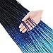 Senegalese Twist Crochet Hair Three Tone Kanekalon Jumbo Braiding Hair Yolana Synthetic Hair Extensions Crochet Braids Senegalese Box Braids (6 PCS 24 Inch, Black/Blue/Light Blue)