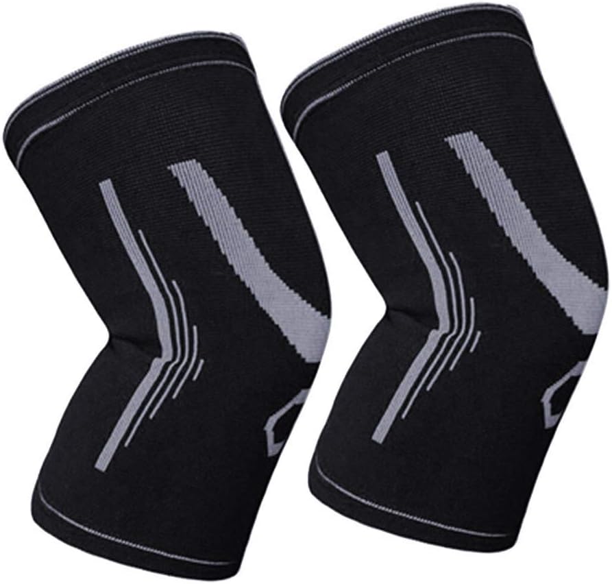 Hually Knee Support for Men and Women, 1 Pair Compression Knee Brace Sleeves for Running, Meniscus Tear, Arthritis, ACL, Joint Pain Relief, Ligament Injury Recovery, Skiing, Sports Weight Lifting