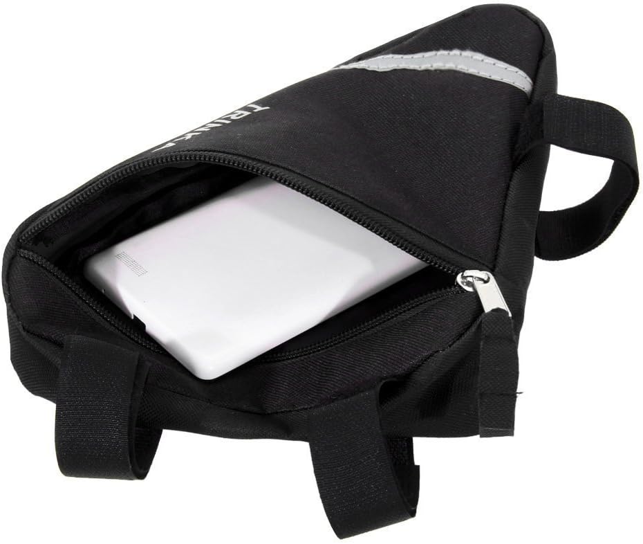 Wommty Bike Triangle Cycling Bicycle Front Tube Frame Pouch Saddle Bag With Reflective Stripe, Black, 7.4 x 7 x 1.7 inches - Image 5