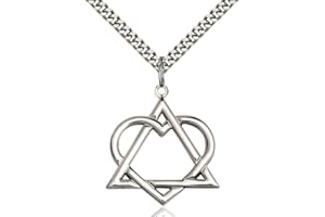 Bonyak Jewelry Sterling Silver Adoption Heart Pendant 1 1/8 X 1 inches with Heavy Curb Chain